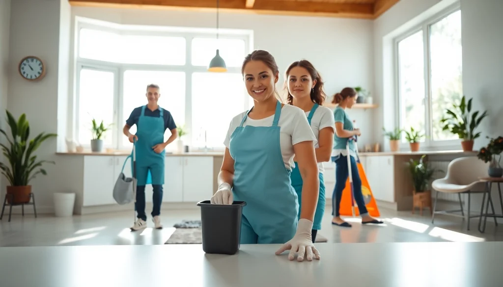 Enhance your environment with our Cleaning service, showcasing professional cleaners at work in a bright home.