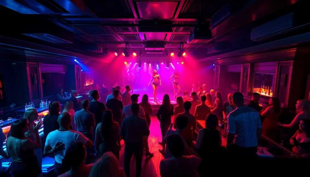 Club sxm's vibrant nightlife with energetic patrons at the dance floor and stunning performances on stage.