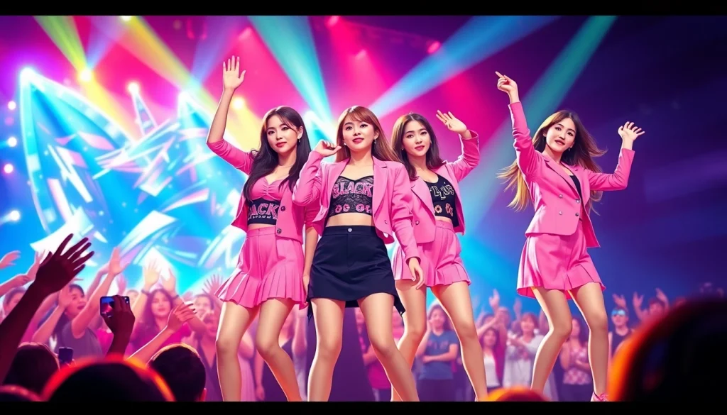 Explore blackpink members capturing vibrant concert moments in a lively setting.