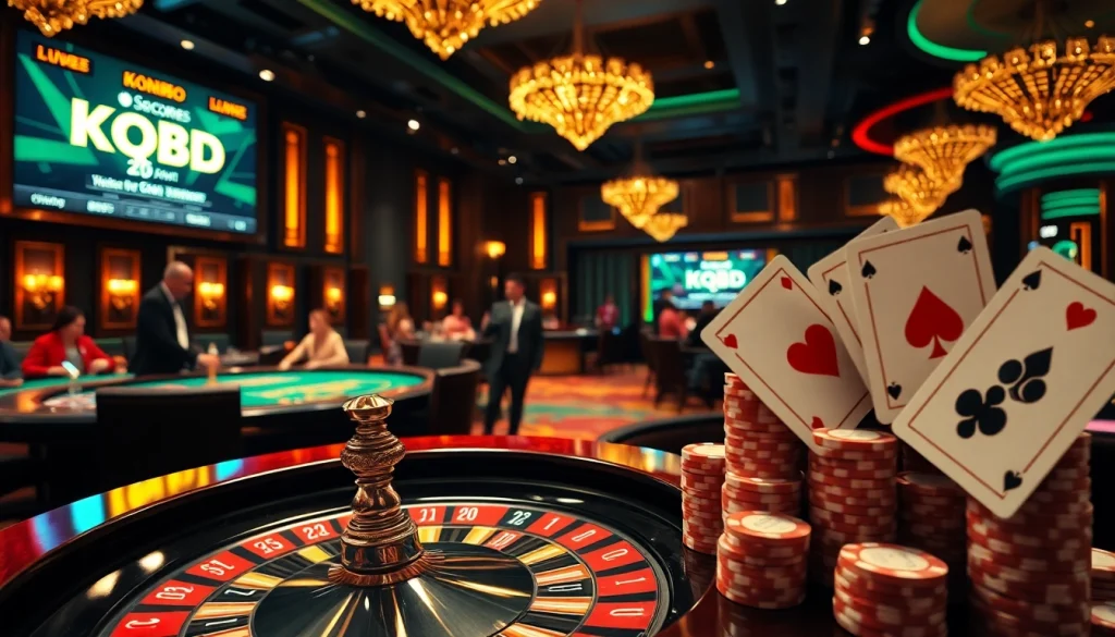 KQBD scores displayed prominently in a vibrant casino atmosphere during an exciting game.