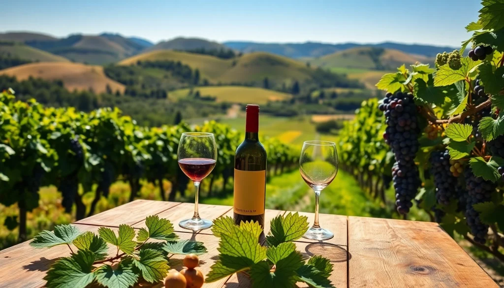 Experience the tranquility of Clarksburg wineries surrounded by lush vineyards and a sunny picnic setup.