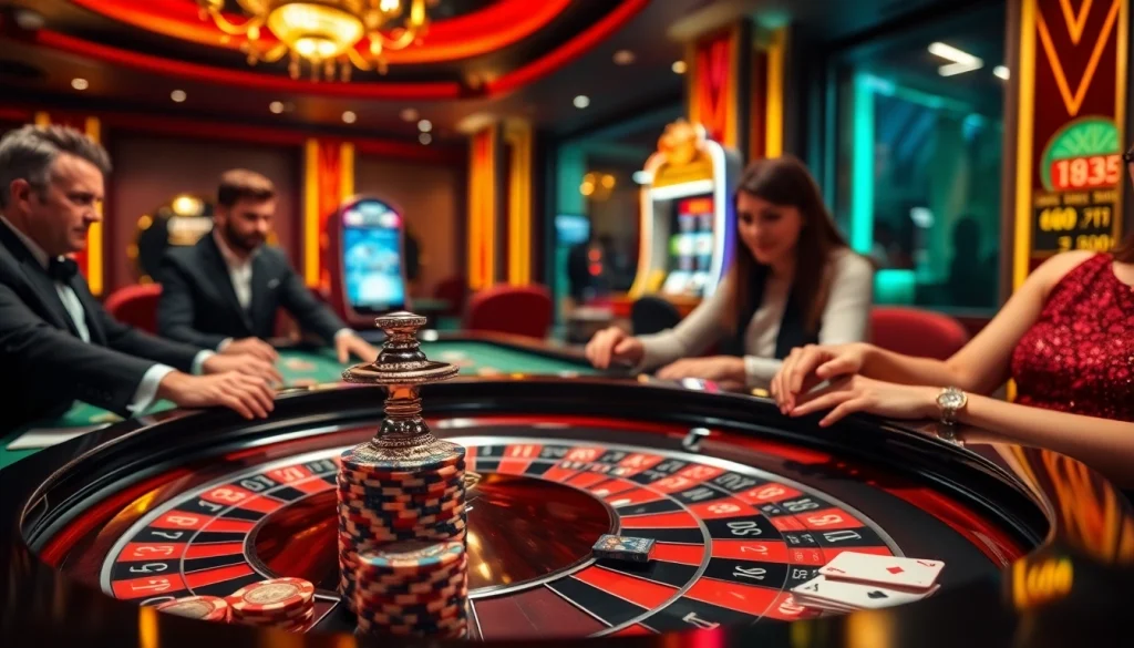 Players engaging with a roulette table at XX88 COM casino, showcasing the excitement of gambling action.