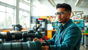Students learning in trade schools in southern California with hands-on training activities.