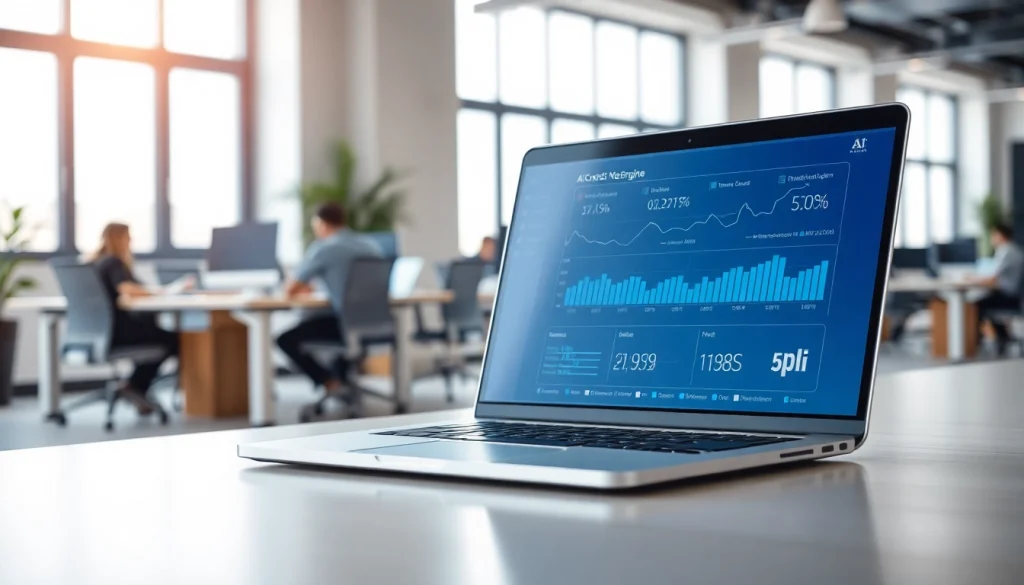 Visualize AI Credit Decisioning Engine for Bank in a modern office with data-rich interface.