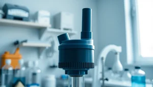 Showcasing a sleek pump head in a professional workspace highlighting its design and functionality.