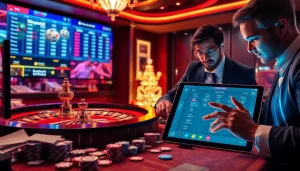 Sbobet betting action captured in a vibrant online casino setting with poker chips and live odds