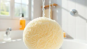Learn how to clean a loofah with tips and steps for natural freshness in a bright bathroom.
