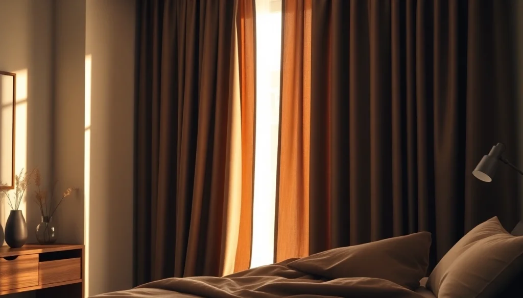 Verduisterende gordijnen creëren een sfeervolle en rustige slaapkamer met moody lichtinval.