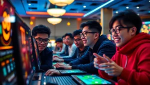 Adegan permainan Sumo Togel yang seru dengan para pemain terlibat di pusat permainan online yang dinamis.