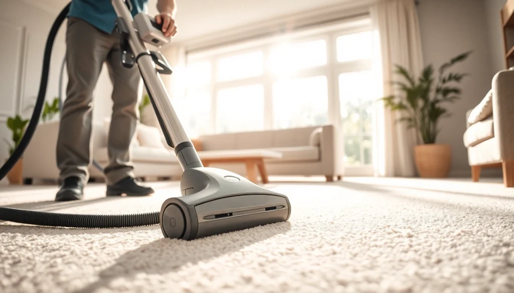 Professional carpet cleaners Lincoln CA revitalizing a living room carpet with expert techniques.