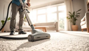 Professional carpet cleaners Lincoln CA revitalizing a living room carpet with expert techniques.