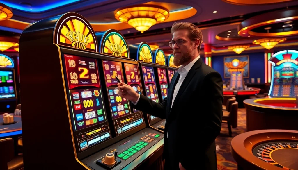 Rasakan sensasi Slot Zeus saat pemain memutar gulungan untuk meraih keberuntungan di kasino mewah.