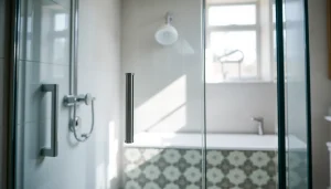 Stylish glass shower doors uk enhancing a chic bathroom design.