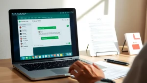 Convert WhatsApp chats to PDF using https://chattopdf.app, showcasing an organized workspace.