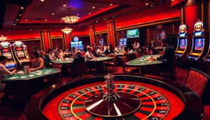Players engaging at poker tables in a luxurious casino ambiance featuring TR88-themed elements.