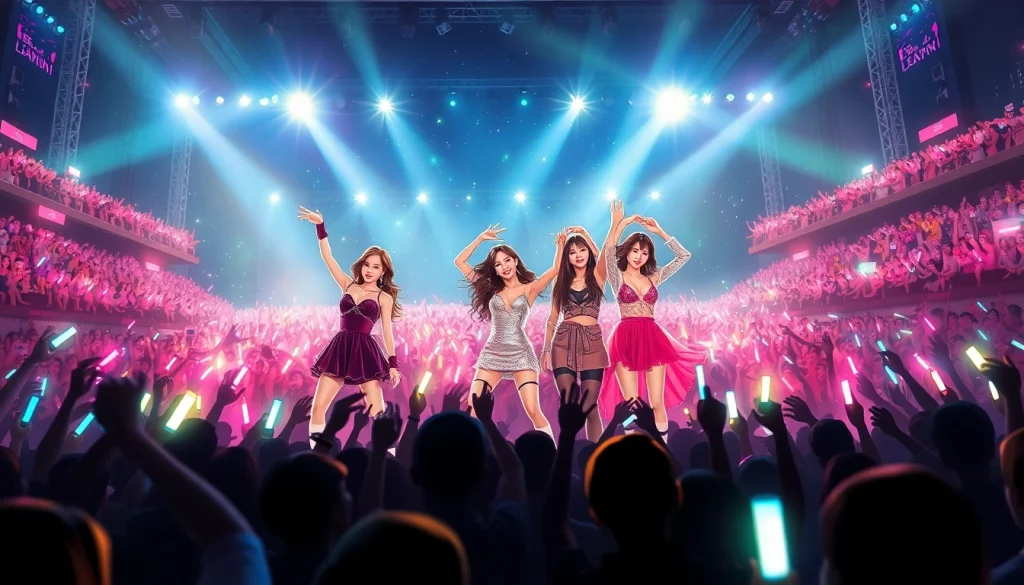 Exciting moment from Blackpink news showcasing the group performing live to a vibrant crowd.