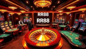 Experience the thrill of RR88 as players engage in exciting bets at a vibrant casino table.