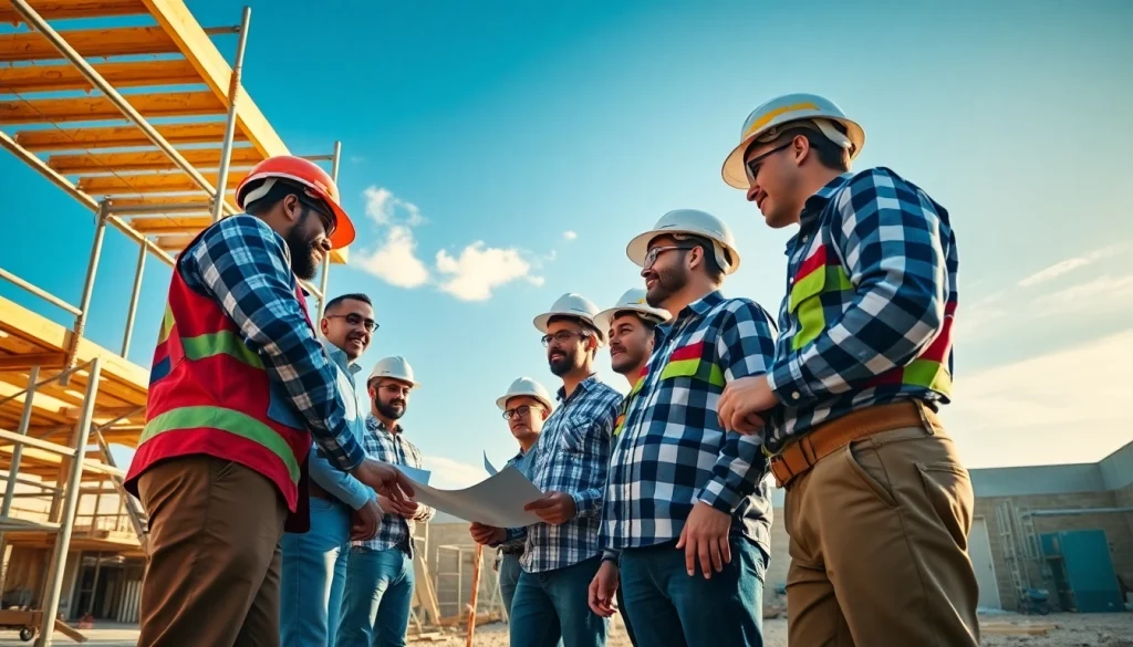Construction association North Carolina team working collaboratively on a building site.