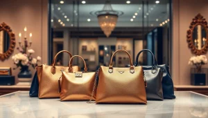 명품 이미테이션 핸드백이 매력적으로 전시된 부티크의 고급스러운 모습