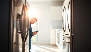 Technician performing appliance repair in Ottawa, highlighting quality service.