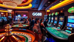 Experience the excitement of GG88 with vibrant casino elements and players in action.