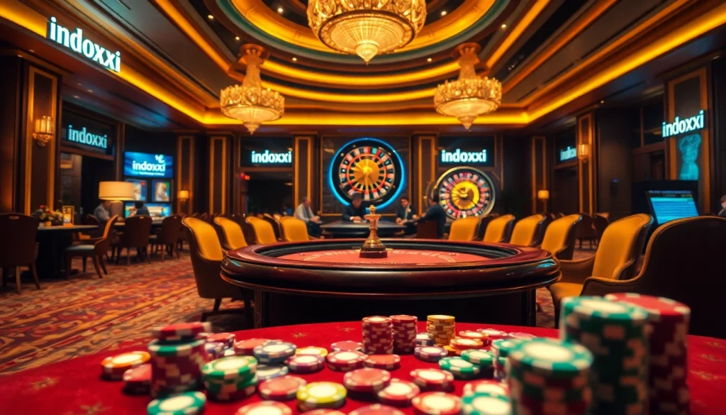 Engage in thrilling casino action with indoxxi poker chips on a luxurious table.