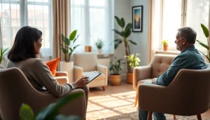 Engage in personalized psychiatry care India with a caring psychiatrist in a serene therapy room.