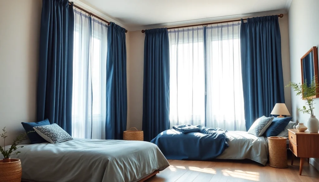 Geniet van verduisterende gordijnen die stijlvol licht blokkeren in een moderne slaapkamer.