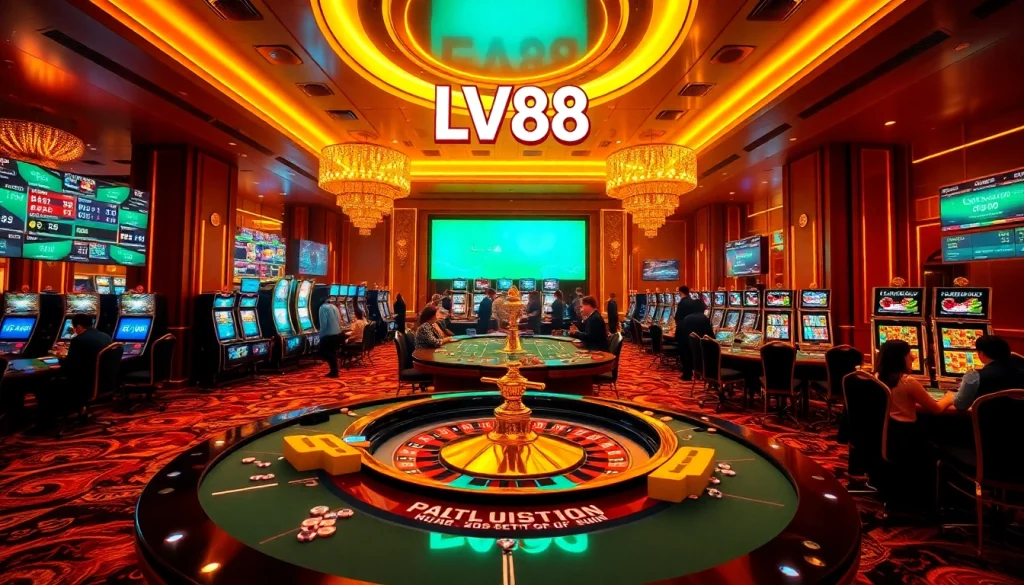 Experience the thrill of LV88 at a luxurious casino with engaging games and vibrant atmosphere.