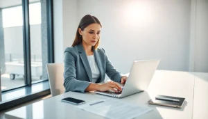 Learn how to get an online quote for warranty protection with a professional woman at her desk.