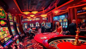 Engaging casino scene showcasing players at 88aa.com slot machines and tables.