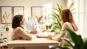 Psychiatrists in dubai providing a supportive consultation in a serene clinic environment.