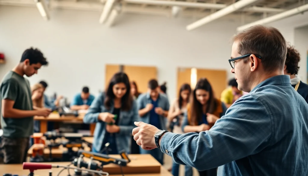 Students practicing skills at Trade School Tennessee promoting hands-on learning and teamwork.