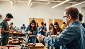 Students practicing skills at Trade School Tennessee promoting hands-on learning and teamwork.