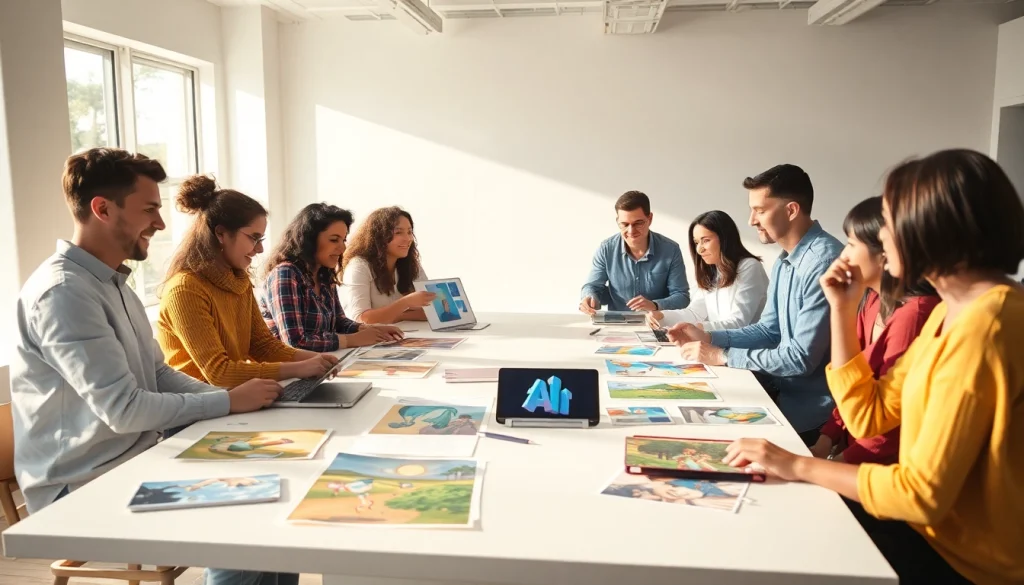 Image to prompt tool session with artists collaborating on AI-generated artwork.