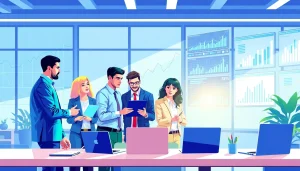 Engaging competitive intelligence faqs layout with a dynamic business team collaborating.