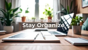 How to create an organized home office with stylish furniture and bright lighting.