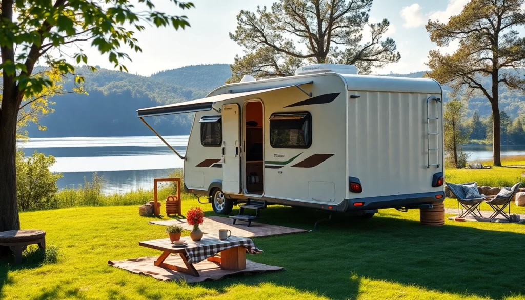 Experience Hugh Daly Caravans in a scenic outdoor setting, showcasing comfort and adventure.