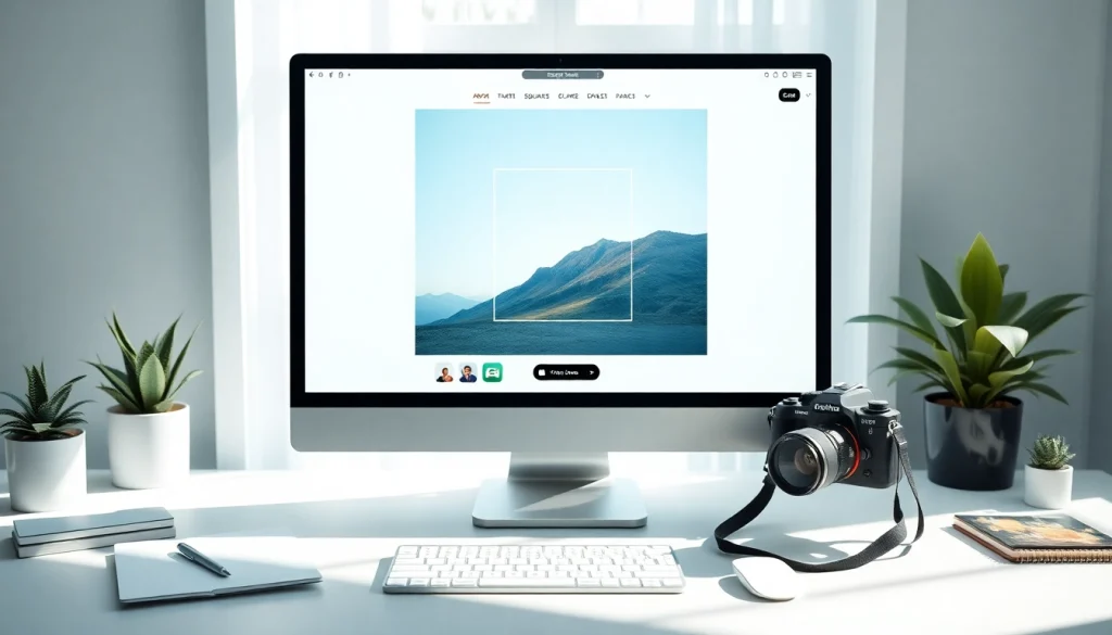 Quickly turn image into square using an innovative online tool on a computer screen.