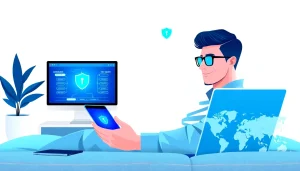 快连 VPN 在智能手机、平板电脑和笔记本等设备之间安全连接，展示数字安全。