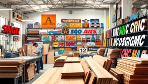 Artisans creating signs at an edmonton sign company workshop highlighting craftsmanship.