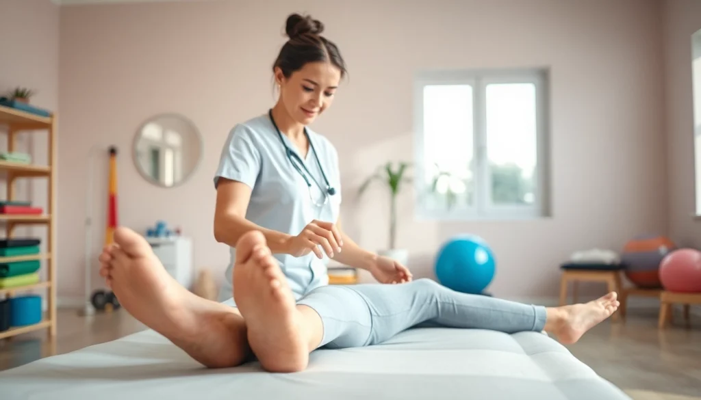 Experience north edmonton physiotherapy with a hands-on therapist guiding a patient through exercises.