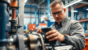 Hydraulic system maintenance technician conducting an inspection of equipment for effective upkeep.