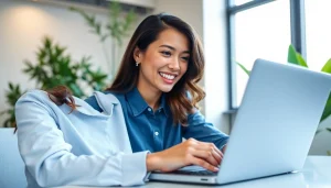 Explore What is a CRM for WhatsApp in a professional setting with a woman using technology.