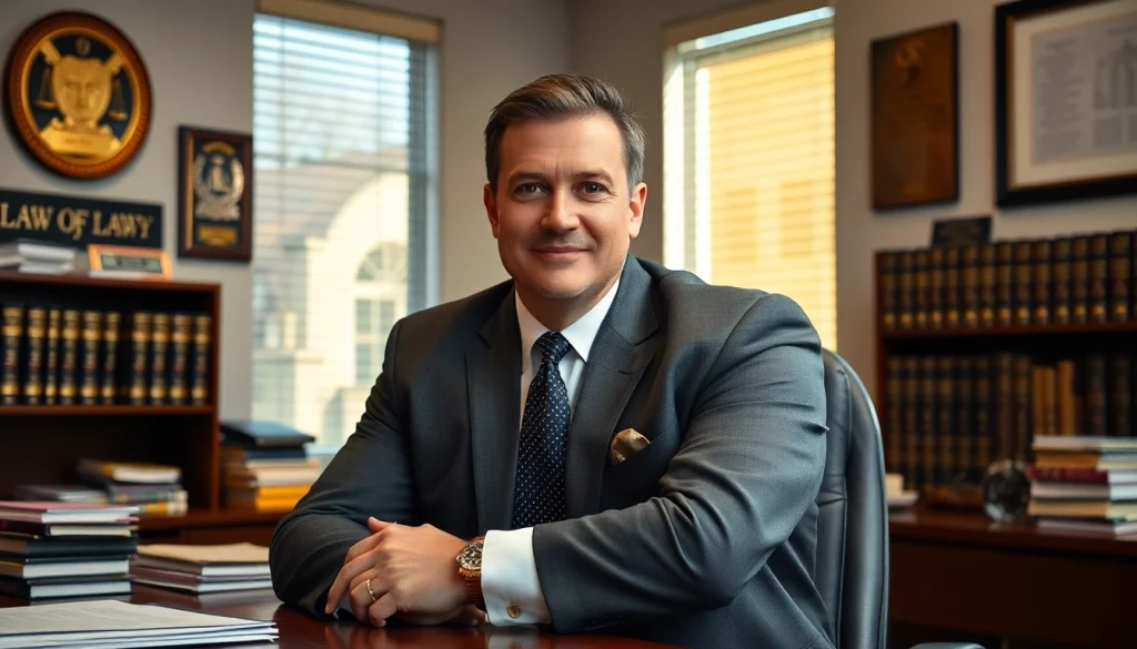 Greenville Personal Injury Lawyer confidently working in a professional office environment.