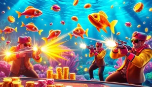 Exciting bắn cá đổi thưởng gameplay showcasing colorful fish and vibrant weaponry in a dynamic casino environment.