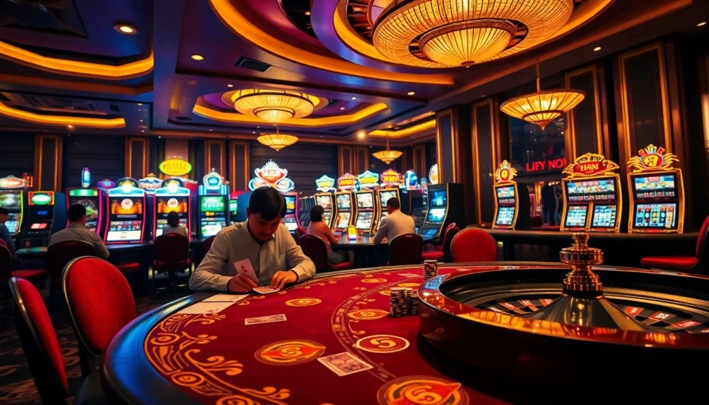 Experience the thrill at trang chủ thabet with poker tables, slot machines, and vibrant casino atmosphere.