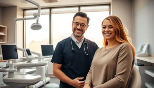 Engaging scene of a north edmonton orthodontist interacting with a patient in a welcoming clinic.