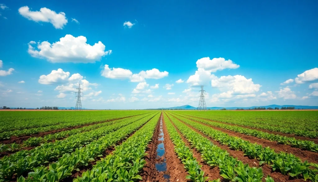 The benefits of land irrigation techniques in a vibrant agricultural landscape.