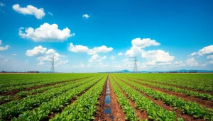 The benefits of land irrigation techniques in a vibrant agricultural landscape.